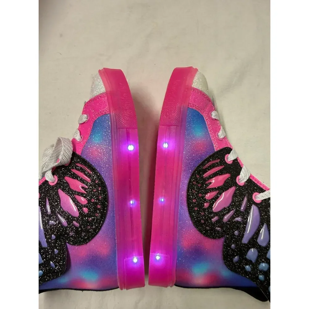 Skechers  Girls Light-Up Shoes Size 3 Pink Multicolor Glitter High Top NWT